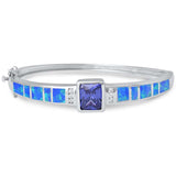 Radiant Tanzanite, Blue Opal, & Cubic Zirconia .925 Sterling Silver Bangle