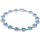 Blue Opal Plumeria .925 Sterling Silver Bracelet