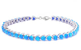 .925 Sterling Silver Blue Fire Opal Hearts Bracelet