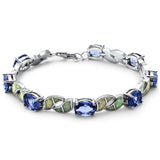 Oval Tanzanite & White Opal .925 Sterling Silver Bracelet