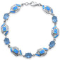 8.5" Sterling Silver Bracelet with Tanzanite, Cz, & Blue Opal