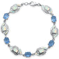 Oval Tanzanite, White Opal & Cz .925 Sterling Silver Bracelet