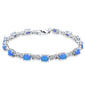 Oval Blue Opal Infinity .925 Sterling Silver Bracelet