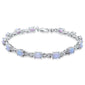 Oval White Opal Infinity .925 Sterling Silver Bracelet