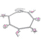 Pink Opal Turtle, Crab & Dolphin .925 Sterling Silver Bracelet
