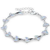 White Opal Whale Tail .925 Sterling Silver Bracelet