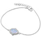 White Opal Hamsa Symbol .925 Sterling Silver Bracelet