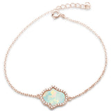 <span>¡LIQUIDACIÓN! </span>Pulsera de plata de ley .925 Hamsa con ópalo blanco y circonita cúbica bañada en oro rosa