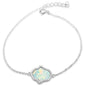 White Opal & Cubic Zirconia Hamsa .925 Sterling Silver Bracelet