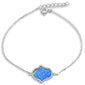 Blue Opal & Cz Hamsa .925 Sterling Silver Bracelet