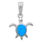 Blue Opal Turtle .925 Sterling Silver Pendant