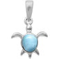 Natural Larimar Turtle .925 Sterling Silver Charm Pendant