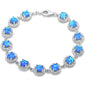 Halo Blue Opal & Cubic Zirconia .925 Sterling Silver Bracelet