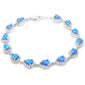 Pear Shape Blue Opal & Cz .925 Sterling Silver Bracelet