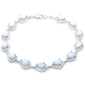 Pear Shape White Opal & Cz .925 Sterling Silver Bracelet