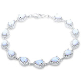 Pear Shape White Opal & Cubic Zirconia .925 Sterling Silver Bracelet