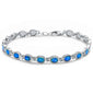 <span>CLOSEOUT! </span>Oval Blue Fire Opal .925 Sterling Silver Bracelet