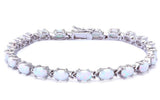 Pulsera de ópalo blanco ovalado de plata de ley 925
