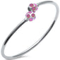 Pink Opal Ball Cuff .925 Sterling Silver Bangle Bracelet 7.5"