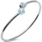 White Opal Ball Cuff .925 Sterling Silver Bangle Bracelet 7.5"