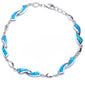 Blue Fire Opal .925 Sterling Silver Bracelet 8"