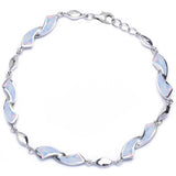 Pulsera de Plata de Ley 925 con Ópalo de Fuego Blanco de 8"