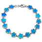 <span>CLOSEOUT! </span>Blue Opal Flower .925 Sterling Silver Bracelet