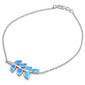 Blue Opal Leaf Design .925 Sterling Silver Bracelet
