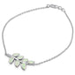 White Opal Leaf Design .925 Sterling Silver Bracelet
