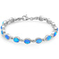 <span>CLOSEOUT! </span>Oval Shape Blue Opal .925 Sterling Silver Bracelet