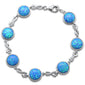 <span>CLOSEOUT! </span>Round Blue Opal Infinity Cubic Zirconia Design .925 Sterling Silver Bracelet 7.5" Long