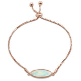 <span>CLOSEOUT! </span>New Rose Gold Plated White Opal .925 Sterling Silver Bracelet