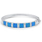 <span>CLOSEOUT! </span>Cushion Cut Blue Opal 7 Round Cubic Zirconia .925 Sterling Silver Bracelet