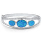 <span>CLOSEOUT!</span>Oval Blue Opal with Cubic Zirconia .925 Sterling Silver Bangle Bracelet 7.5"