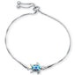 Blue Opal Turtle .925 Sterling Silver Bracelet  7-9" Adjustable Toggle Bola Bracelet