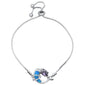 Blue Opal Dolphin & Oval Amethyst CZ .925 Sterling Silver  7-9" Adjustable Toggle Bola Bracelet