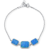 <span>CLOSEOUT! </span>Blue Opal  .925 Sterling Silver Bracelet 6"+1"ext