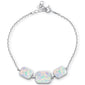 White Opal .925 Sterling Silver Bracelet 6"+1" Ext