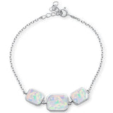 White Opal .925 Sterling Silver Bracelet 6"+1" Ext