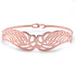 Plain Rose Gold Plated Fancy Design 'Wings' .925 Sterling Silver Bracelet