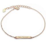 Yellow Gold Plated Engraved 'Love Forever' Bar .925 Sterling Silver Bracelet