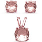 Rose Gold Plated Solitaire Morganite .925 Sterling Silver Earring & Pendant Set