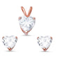 Rose gold Cubic Zirconia Heart .925 Sterling Silver Pendant & Earring set