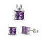 Amethyst .925 Sterling Silver Earrings and Pendant Set
