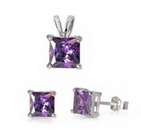Amethyst .925 Sterling Silver Earrings and Pendant Set