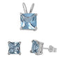 Aquamarine .925 Sterling Silver Earrings and Pendant Set