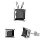 Black CZ .925 Sterling Silver Earrings and Pendant Set