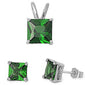 Emerald Cz .925 Sterling Silver Earrings and Pendant Set