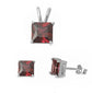 Red Garnet .925 Sterling Silver Earrings and Pendant Set