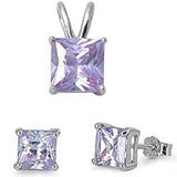 Lavender .925 Sterling Silver Earrings and Pendant Set